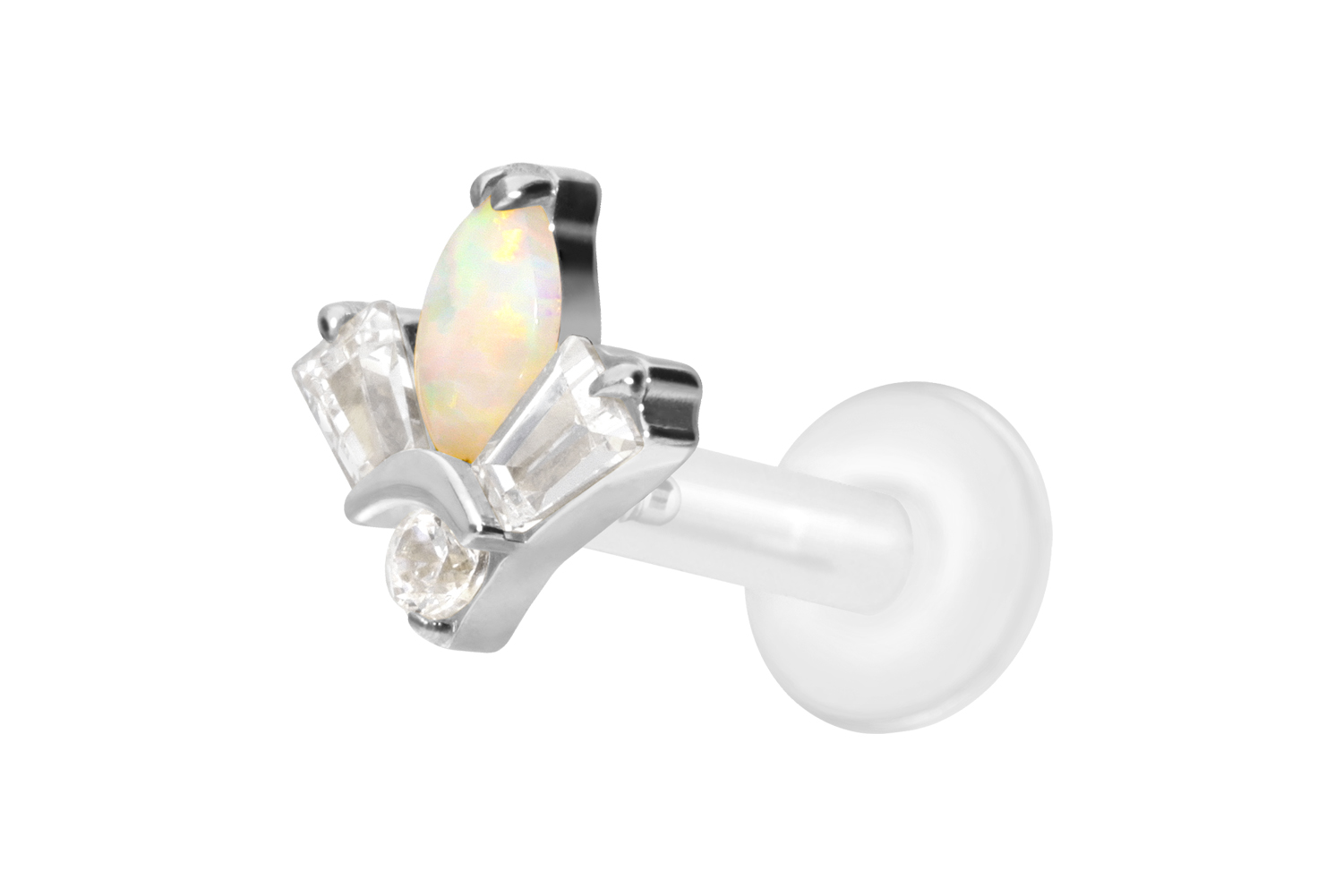 PTFE Labret Piercing mit Innengewinde + Titan-Aufsatz LOTUSBLÜTE